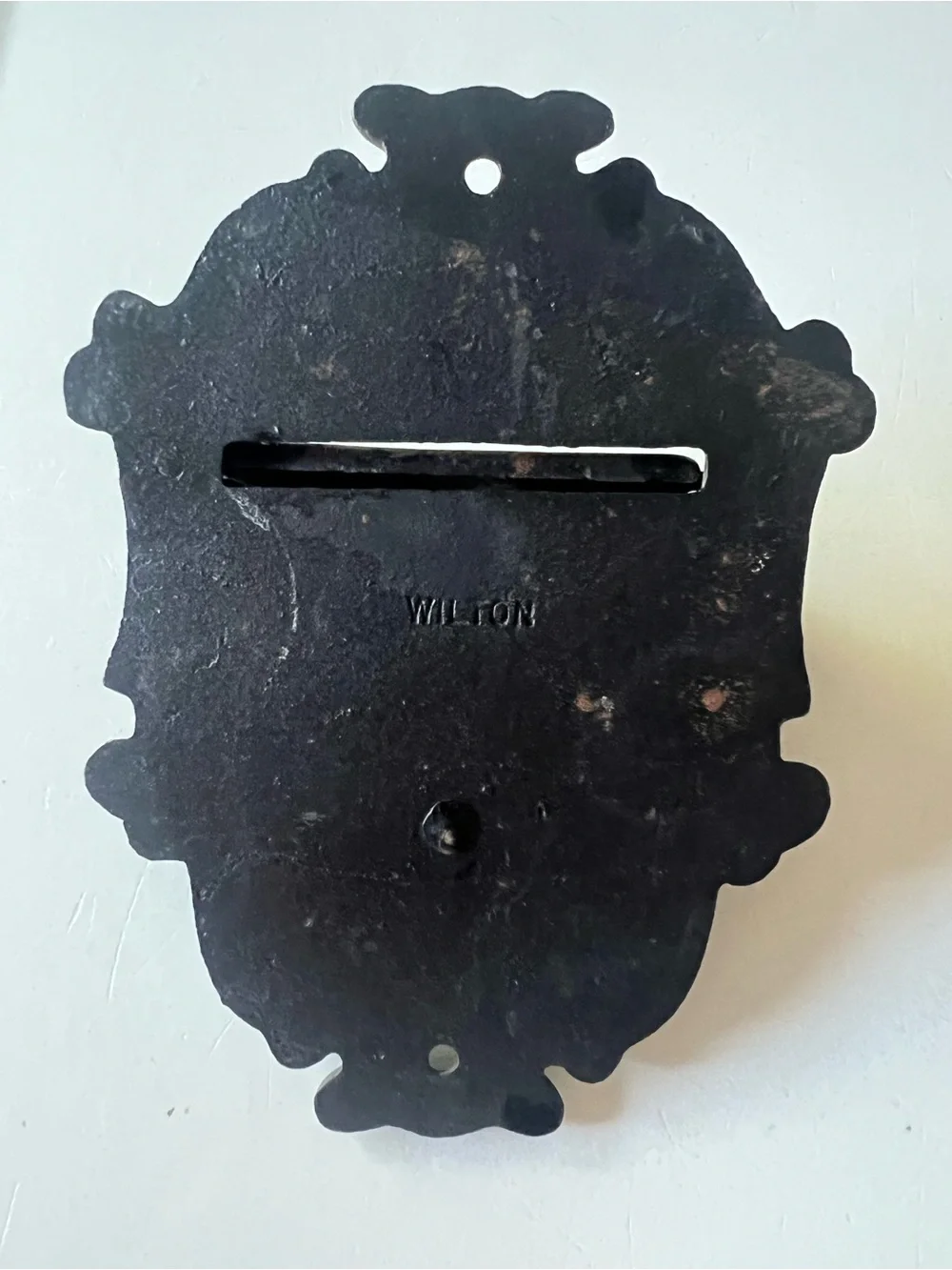 Vintage Wilton Cast Iron Wall Mounted Match Holder with hand painted highlights